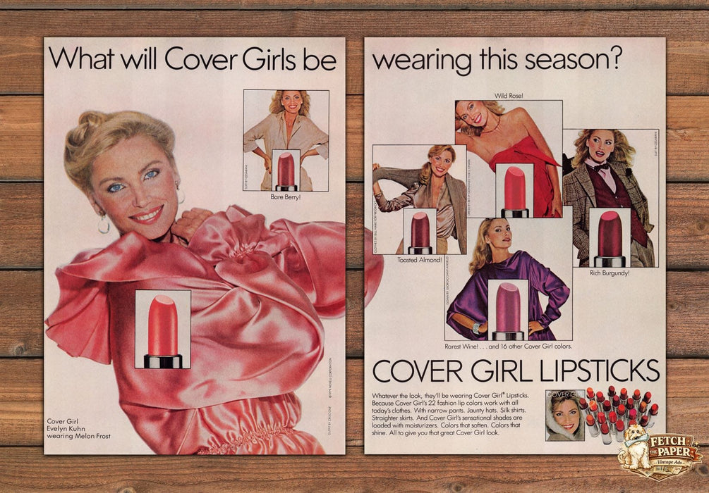 Cover Girl Lipsticks Evelyn Kuhn Melon Frost Wild Rose Ad 1979 1970s (2pgs)