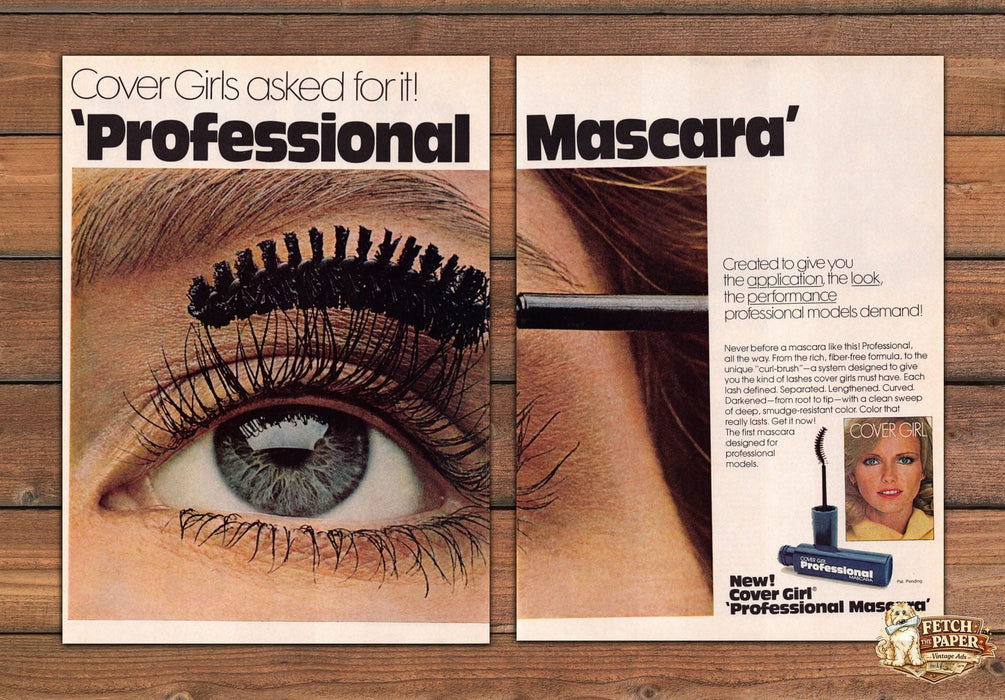 Cover Girl Professional Mascara Close Up Eye Brush Print Ad 1978 1970s (2 Pages)
