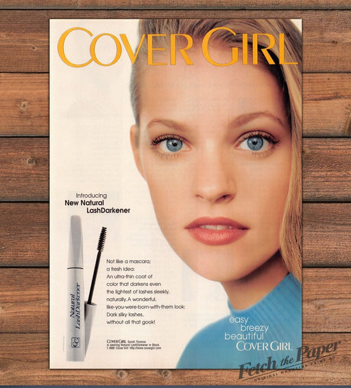 Cover Girl Sarah Thomas LashDarkener Mascara Blue Eyes Print Ad 1997 1990s