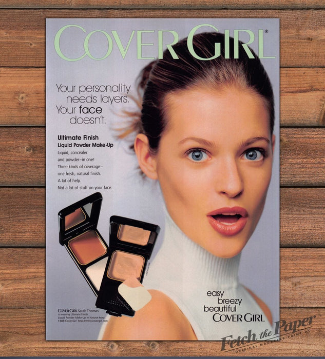Cover Girl Sarah Thomas Ultimate Finish Makeup Print Ad 1997 1990s