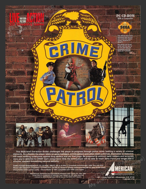 Crime Patrol Laser Video Game 1990s Print Advertisement Ad 1994