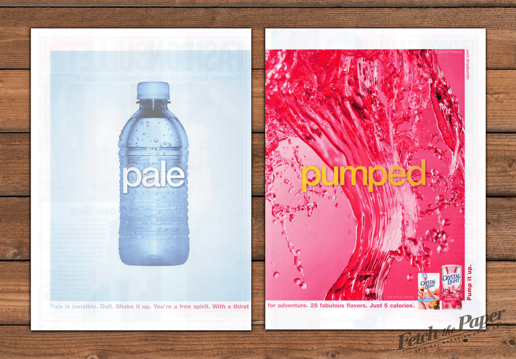 Crystal Light Pale Pumped Pump It Up Drink Mix Splash Print Ad 2008 2000s (2pgs)