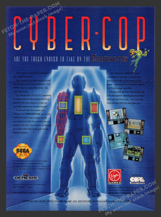 Cyber Cop Video Game 1990s Print Advertisement Ad 1992
