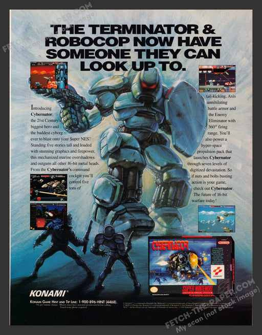 Cybernator Super Nintendo 1990s Video Game Print Advertisement Ad 1993