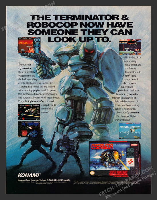 Cybernator Super Nintendo 1990s Video Game Print Advertisement Ad 1993