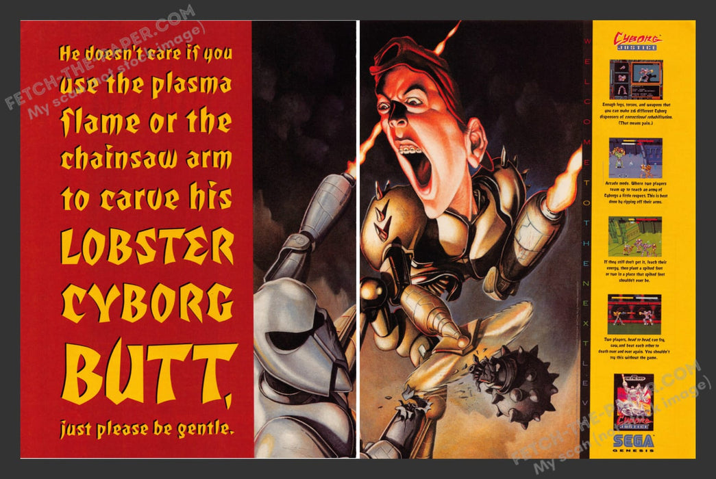 Cyborg Justice Video Game 1990s Print Advertisement 2 Page Ad 1993