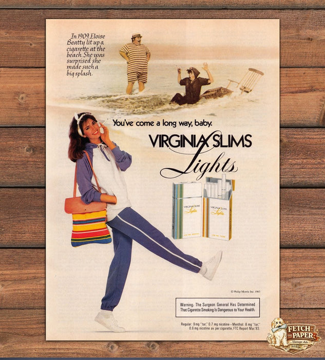 Virginia Slims Lights Come A Long Way Baby Jogging Outfit Print Ad 1983 1980s