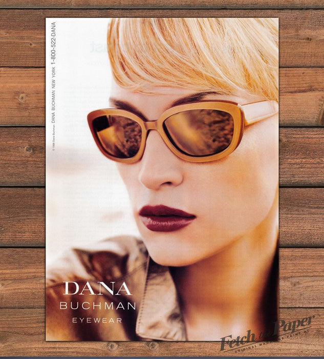 Dana Buchman Eyewear Blonde Model in Amber Sunglasses Print Ad 1998 1990s