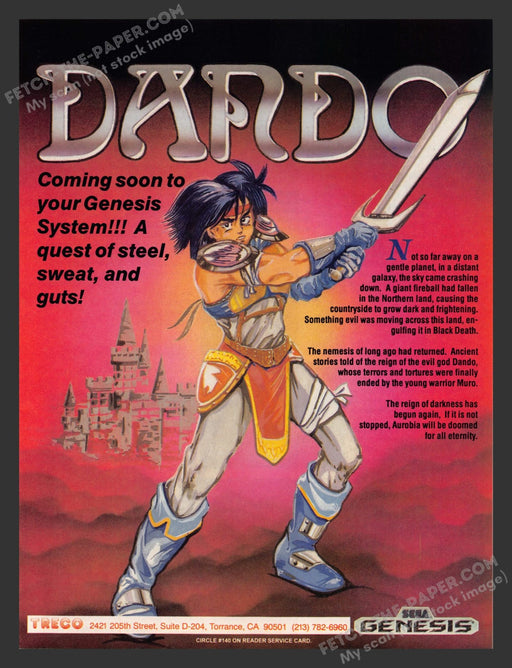 Dando Video Game 1990s Print Advertisement Ad 1990