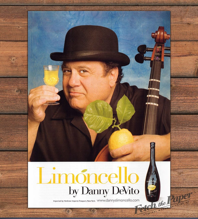 Danny DeVito Limoncello Bowler Hat Cello Lemon Print Ad 2008 2000s