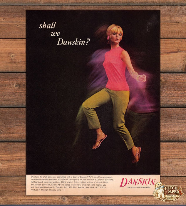 Danskin Shall We Danskin Pants Sweater Dancer Fashion Print Ad 1966 1960s