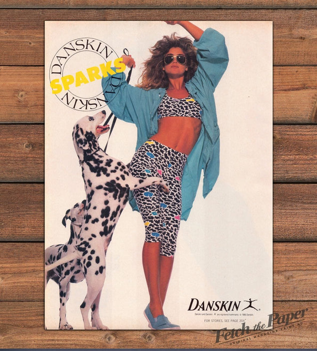 Danskin Sparks Dalmatians Girl Leopard Print Crop Top Print Ad 1987 1980s