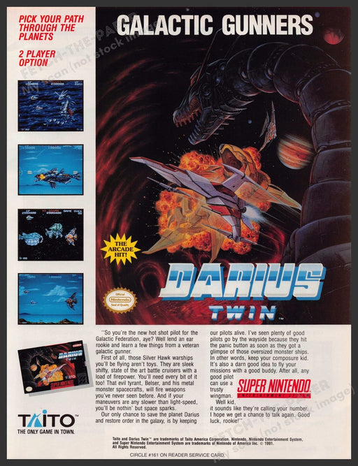 Darius Twin Video Game 1990s Print Advertisement Ad 1991