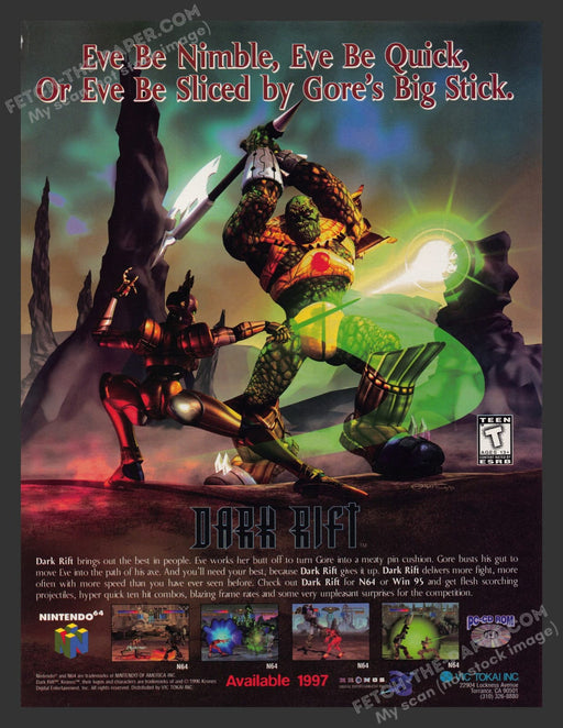 Dark Rift 1990s Video Game Print Advertisement Ad 1997