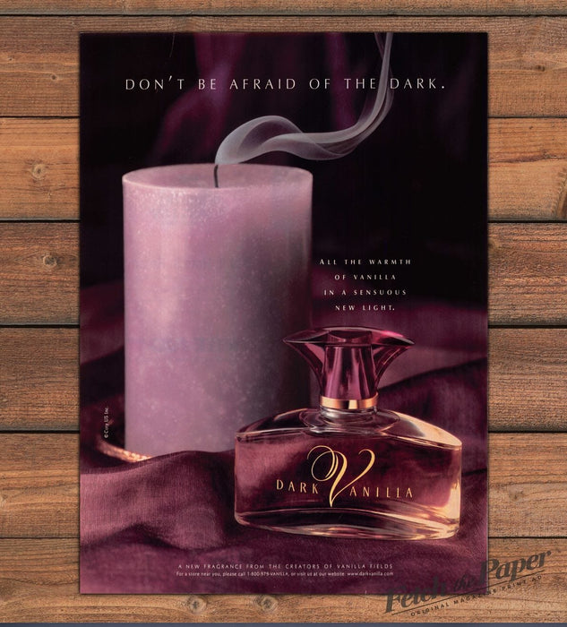 Dark Vanilla 1990s Magazine Print Ad 1998 "Don't be afraid of the dark"