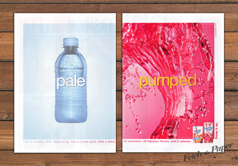 Crystal Light Pale Pumped Pump It Up Drink Mix Splash Print Ad 2008 2000s (2pgs)