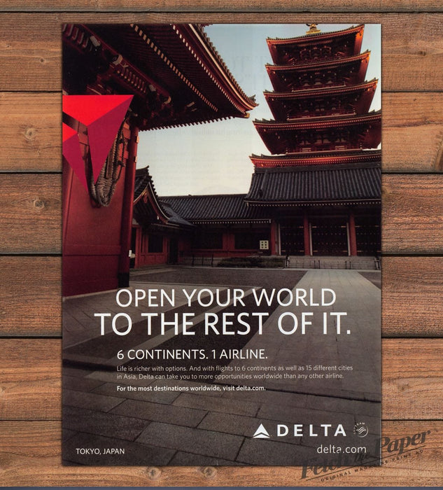 Delta Air Lines Tokyo Japan Pagoda Temple Travel Print Ad 2009 2000s