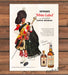 Dewar's White Label Ancestor Scotch Highlander Kilt Bearskin Print Ad 1959 1950s