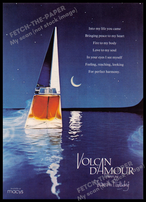 Diane Von Furstenberg 1980s Print Ad 1981 Volcan d'Amour (See description)