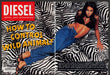 Diesel Jeans 1990s Print Advertisement Ad (2 Pg) 1992 Zebra Control Wild Animals Fetch-the-Paper