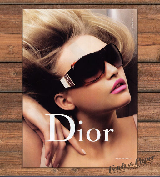Dior Diorstripes Sunglasses Blonde Model Pink Lips Big Hair Print Ad 2007 2000s