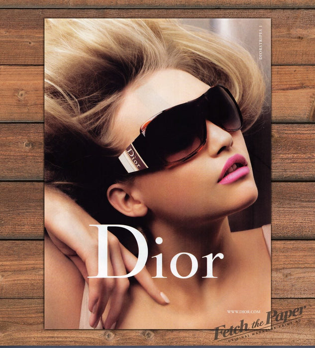 Dior Diorstripes Sunglasses Blonde Model Pink Lips Big Hair Print Ad 2007 2000s