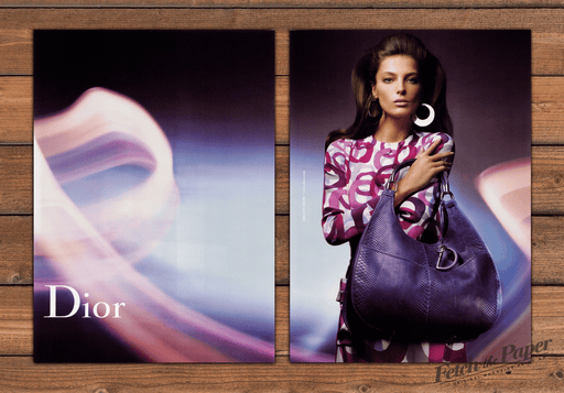 Dior Purple Handbag Retro Swirl Dress Moon Earrings Print Ad 2008 2000s (2pgs)