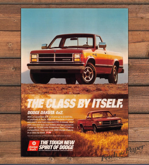 Dodge Dakota 4x2 Pickup Truck The Class By Itself Red Truck Print Ad 1988 1980s