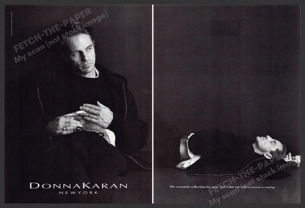 Donna Karan Menswear 1990s Print Advertisement (2 page) 1993 Peter Fortier Fetch-the-Paper