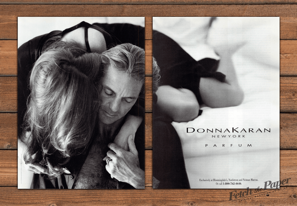 Donna Karan New York Parfum Couple Embracing Print Ad 1993 1990s (2pgs)