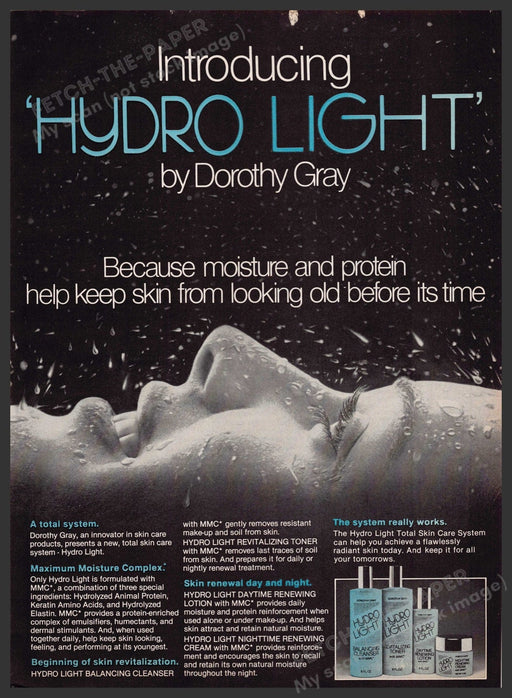 Dorothy Gray Hydro Light 1980s Print Advertisement 1982 Face Moisture Skin Dorothy Gray