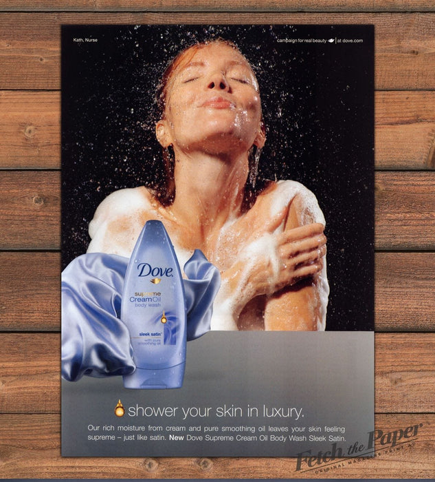 Dove Kath Nurse Supreme Cream Oil Body Wash Shower Soap Suds Print Ad 2008 2000s
