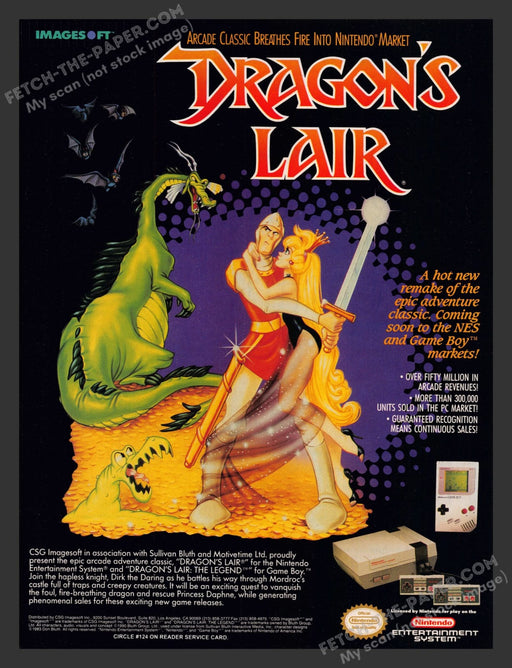 Dragon's Lair Video Game 1990s Print Advertisement Ad 1990