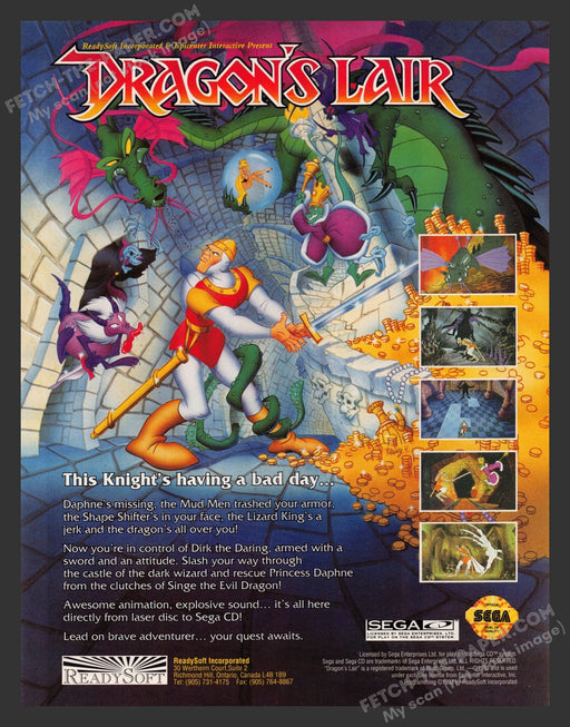 Dragon's Lair Video Game 1990s Print Advertisement Ad 1993