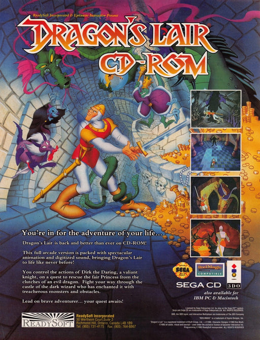Dragon's Lair Video Game 1990s Print Advertisement Ad 1993