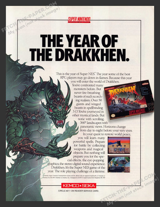 Drakkhen Super Nintendo Video Game 1990s Print Advertisement Ad 1991