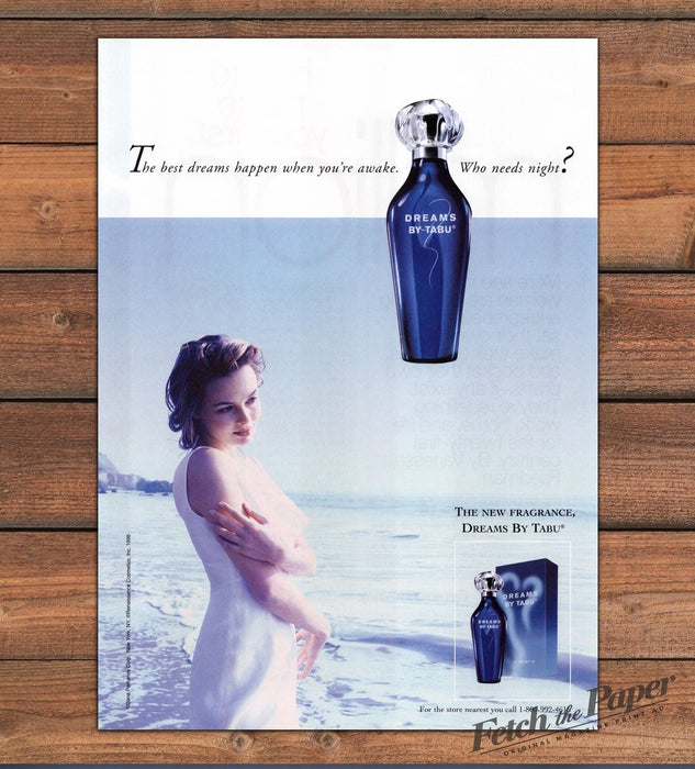 Dreams by Tabu Perfume Seaside Dreamer "Who needs night?" Print Ad 1997 1990s