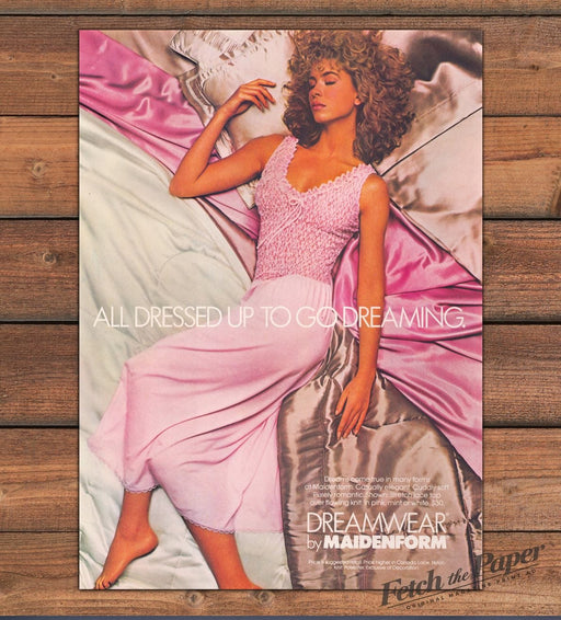 Dreamwear by Maidenform 1980s Print Advertisement Ad 1986 Nightgown Bed Model