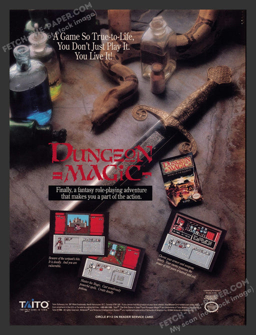 Dungeon Magic: Sword of the Elements Video Game 1990s Print Advertisement Ad