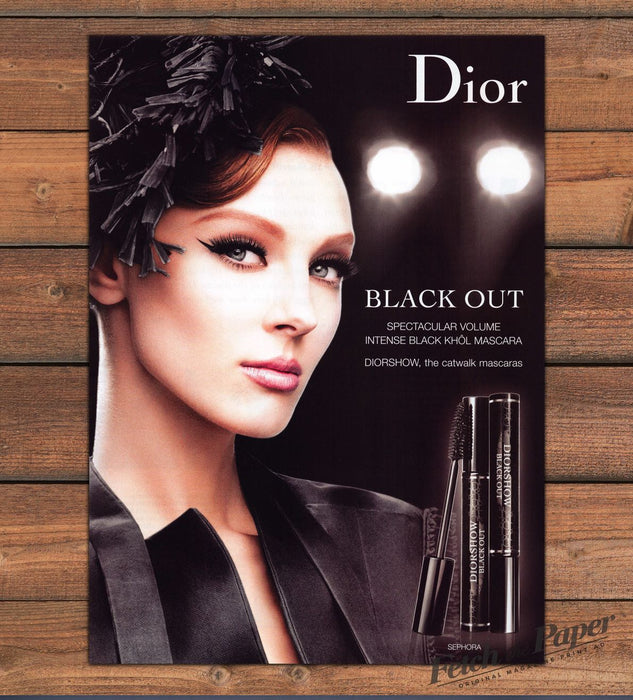 Dior Diorshow Black Out Mascara Redhead Model Feather Hat Print Ad 2008 2000s