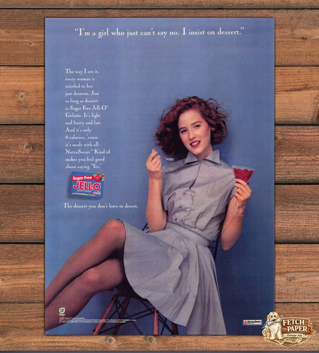 Jell-O Sugar Free Gelatin Insist On Dessert Curly Red Hair Print Ad 1989 1980s