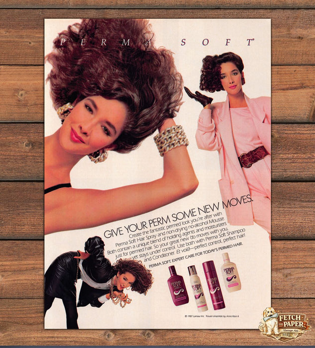Perma Soft Big Hair Curly Perm New Moves Print Ad 1988 1980s