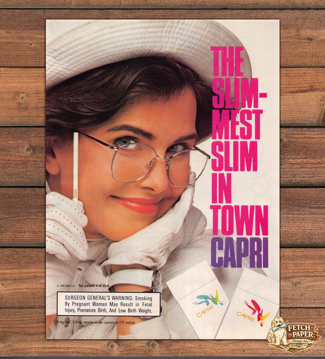Capri Slimmest Slim in Town Golf Glove Print Ad 1988 1980s