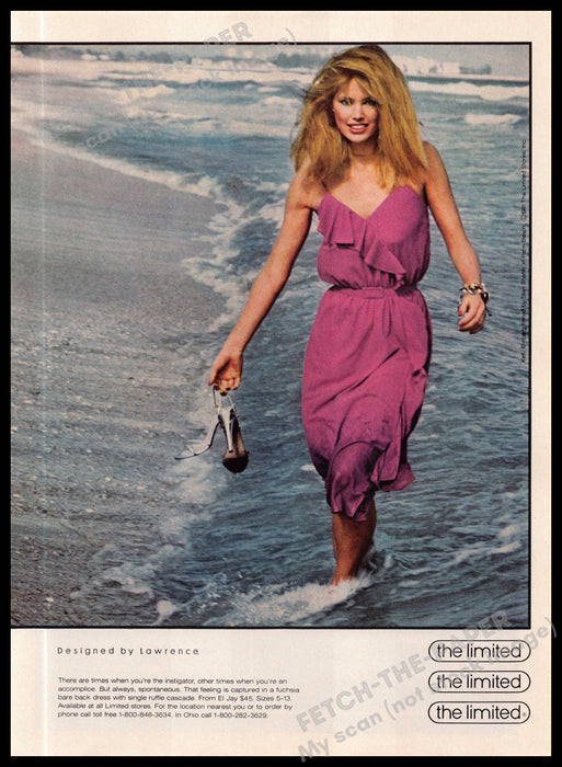 The Limited Blonde Legs Walking Ocean Beach 1980s Magazine Print Ad 1981