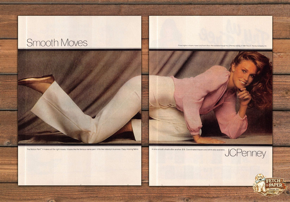 JCPenney The Motion Pant - Smooth Moves (2 Pages) 1980s Magazine Print Ad 1981