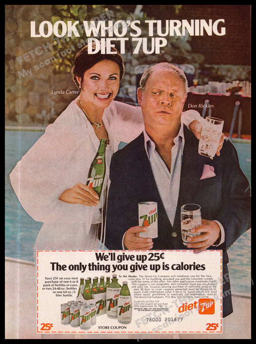 Diet 7 Up Lynda Carter Don Rickles 1980s Print Advertisement Ad 1980