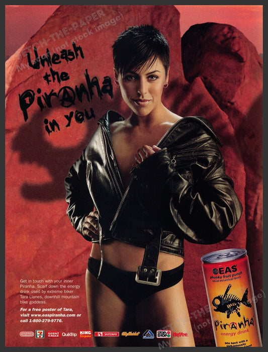 EAS Piranha Energy Drink  2000s Print Advertisement Ad 2002 Fetch-the-Paper