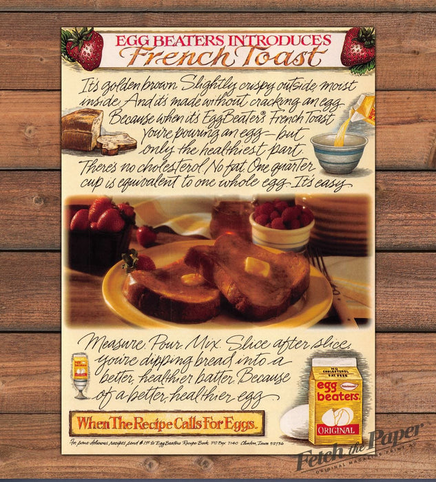 Egg Beaters French Toast Strawberries Syrup Print Ad 1993 1990s