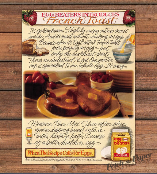 Egg Beaters French Toast Strawberries Syrup Print Ad 1993 1990s