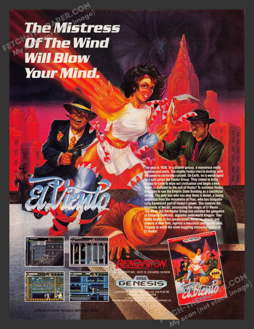 El Viento Video Game 1990s Print Advertisement Ad 1991